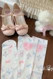 Roji Print Above Knees Summer Autumn White Lolita Socks