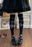 Roji Rhombus Above Knees White Lolita Socks