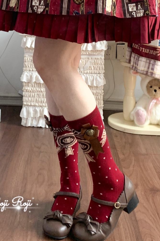 Roji Spring Autumn Uniform Red Lolita Socks