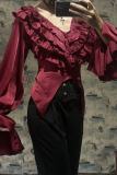 Chilling Bone Gothic Blue Purple lace up Lolita Blouse