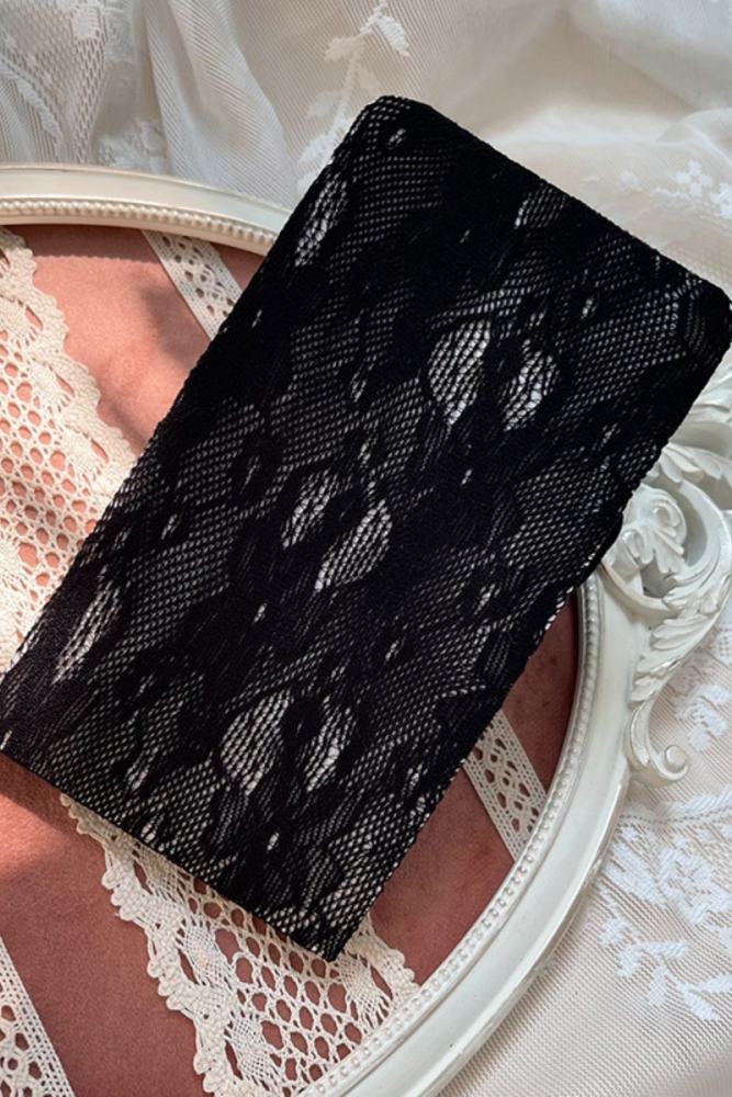 French Flowers Thin Black White Lolita Tights
