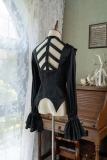 Chilling Bone Gothic Blue Purple lace up Lolita Blouse