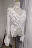 Chilling Bone Gothic Blue Purple lace up Lolita Blouse