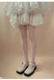 French Flowers Thin Black White Lolita Tights