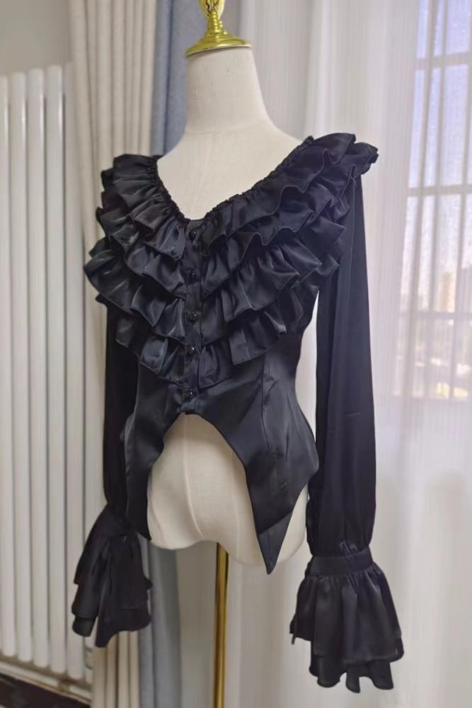 Chilling Bone Gothic Blue Purple lace up Lolita Blouse