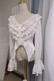 Chilling Bone Gothic Blue Purple lace up Lolita Blouse