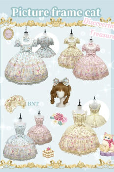 Discovering Treasure Picture Frame Cat Printed Lolita Dress