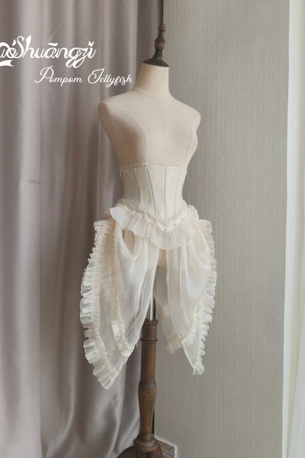 Plump Jellyfish Retro White Lolita Overdress Bloomer