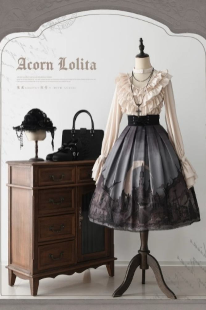 Chilling Bone Gothic Blue Purple lace up Lolita Blouse