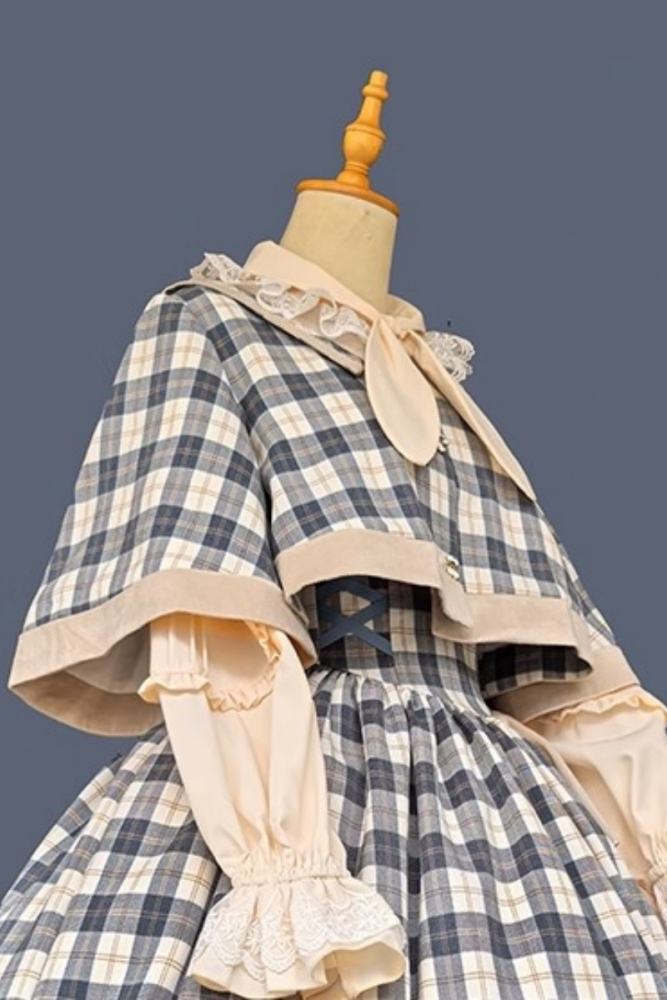 Infanta Morning Tune Brown Plaid High Waist Lolita Jumper Coat