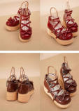 MODO Wood Grain High Platform Lolita Heels Shoes