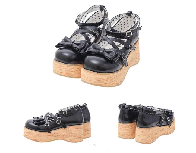 MODO Wood Grain High Platform Lolita Heels Shoes
