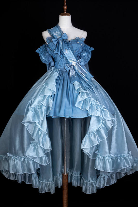 Brilliant Starlight Blue Train Dress Set Formal Dress