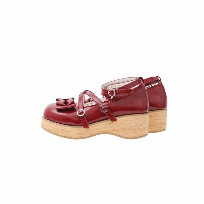 MODO Wood Grain High Platform Lolita Heels Shoes