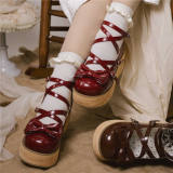 MODO Wood Grain High Platform Lolita Heels Shoes
