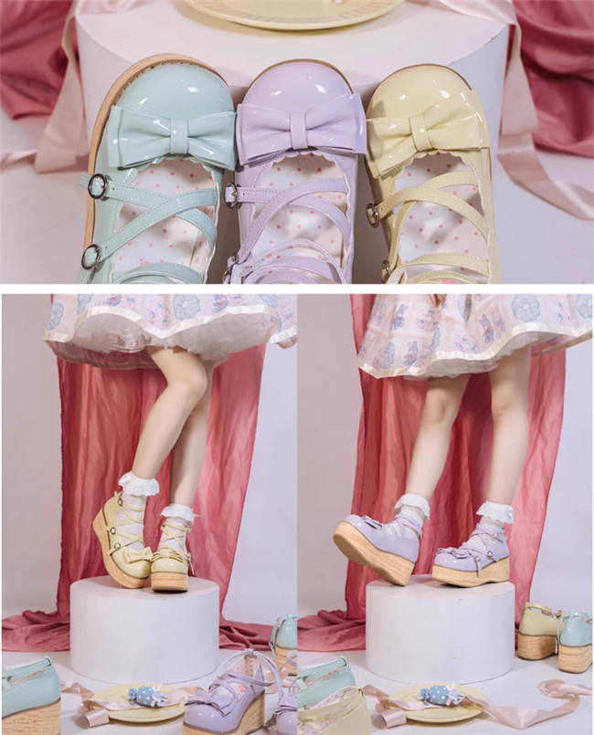 MODO Wood Grain High Platform Lolita Heels Shoes
