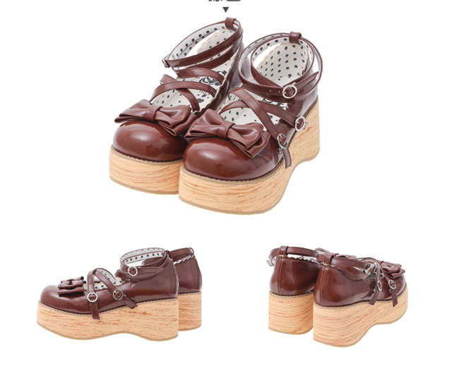 MODO Wood Grain High Platform Lolita Heels Shoes