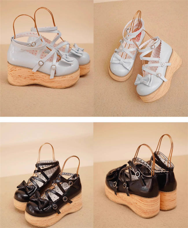 MODO Wood Grain High Platform Lolita Heels Shoes