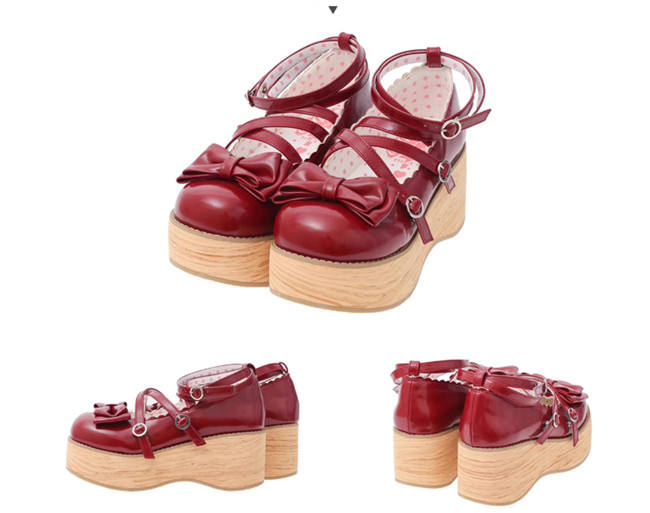 MODO Wood Grain High Platform Lolita Heels Shoes