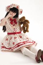 Dark Star Island Cherry Coat of Arms Red Dots Print Lolita OP JSK
