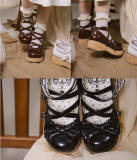 MODO Wood Grain High Platform Lolita Heels Shoes