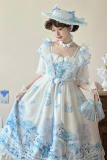 The Dream of Blue Porcelain Blue Print Lolita Straps Jumper