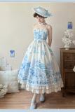 The Dream of Blue Porcelain Blue Print Lolita Straps Jumper