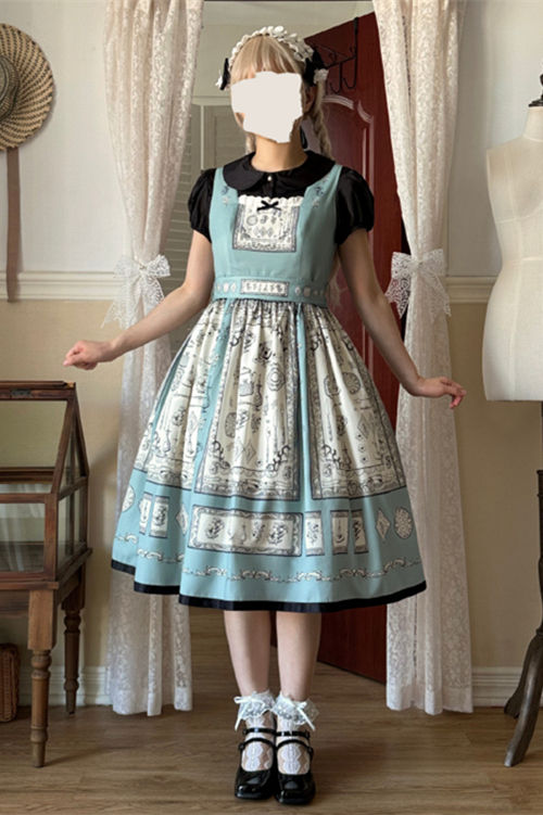 Porcelain Hearts Paint Dreams Blue Lolita JSK SK Accessories