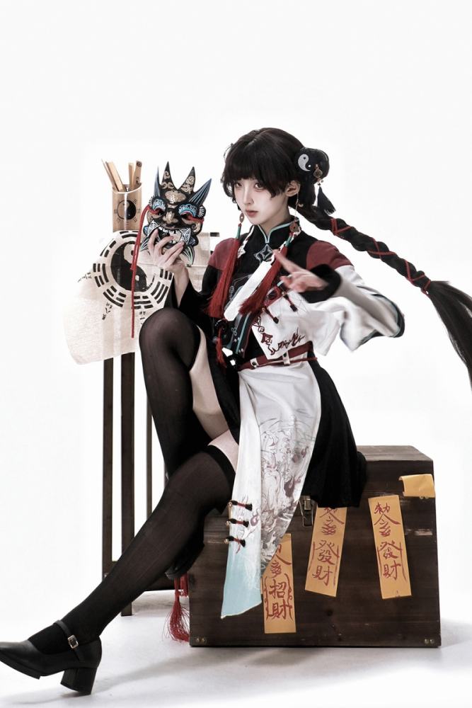 Walking with Demons Black Print Hanfu Style Lolita Skirt Set