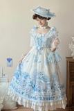 The Dream of Blue Porcelain Blue Print Lolita Straps Jumper