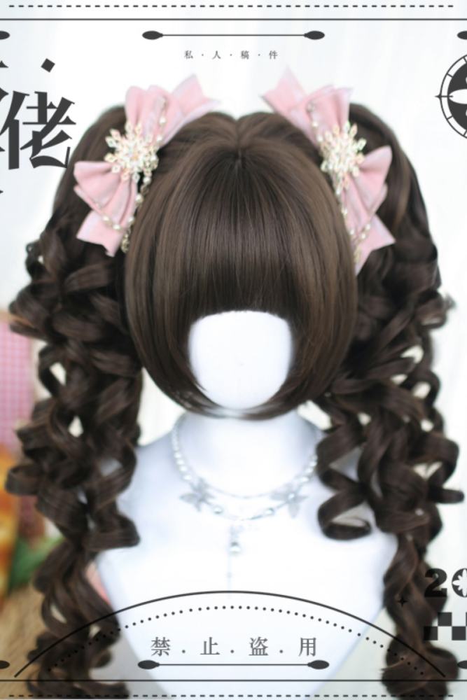 Dalao Home Brown Long Roman Curls Lolita Wig