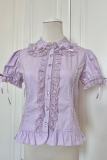 Retro Bow Lace White Short Sleeves Blouse