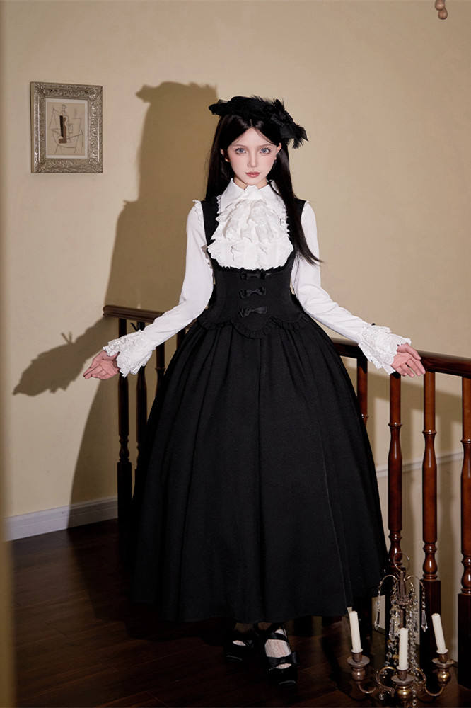 Withpuji The Silence Black Lolita Bow Corset Jumper