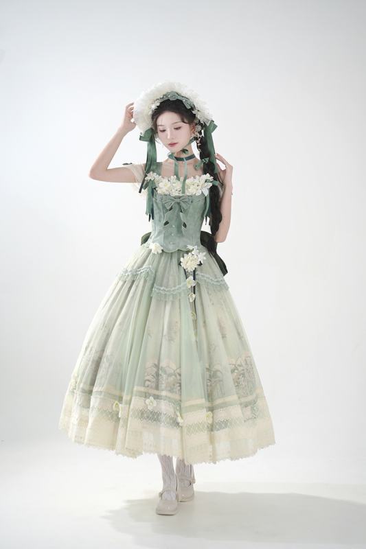 Jasmine of the Distant Mountains Green Lolita Skirt Set