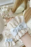 Roji Summer Print Bow Beige Lolita Wristcuffs