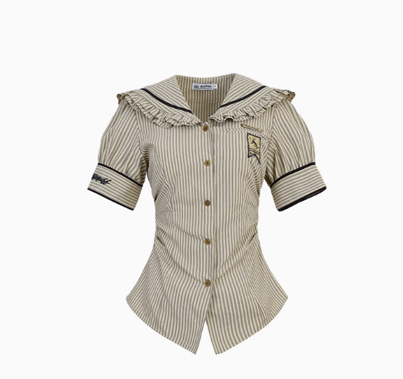 Kyouko & Harry Potter Co-signed Stripe Ruffle Collar Blouse Harry Potter Clothes
