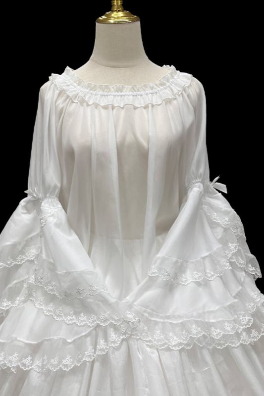 Summer White Fluffy Sleeves Lolita Top