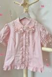 Retro Bow Lace White Short Sleeves Blouse