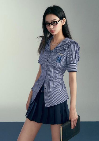 Kyouko & Harry Potter Co-signed Stripe Ruffle Collar Blouse Harry Potter Clothes