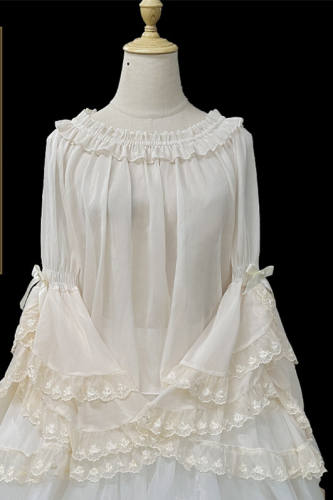 Summer White Fluffy Sleeves Lolita Top