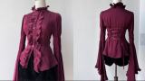 Twilight Prayer Dark Red Super Long Fluffy Sleeves Lolita Blouse