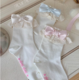 Roji Lace Bows Beige Lolita Socks
