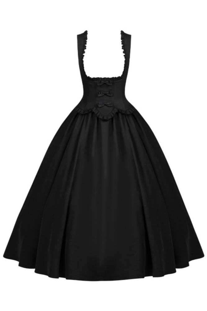 Withpuji The Silence Black Lolita Bow Corset Jumper