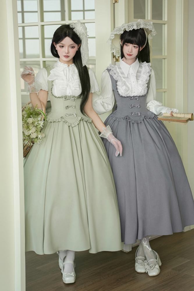 Withpuji The Silence Black Lolita Bow Corset Jumper