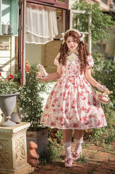 Strawberry Postmark Summer Embroidered Lace Collar Pink OP Lolita Dress