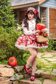 Strawberry Postmark Summer Red Jumper Lolita Dress