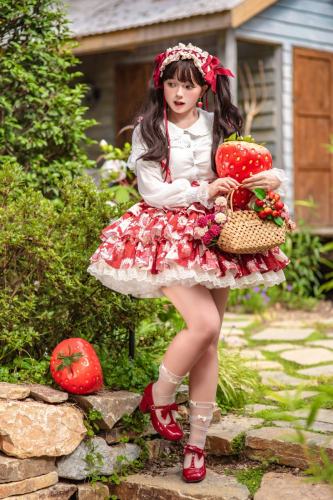 Strawberry Postmark Summer Red Jumper Lolita Dress