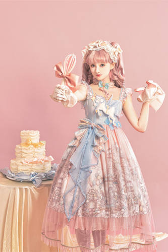 The Amusement Park in the Sky Pink Print Lolita Jumper