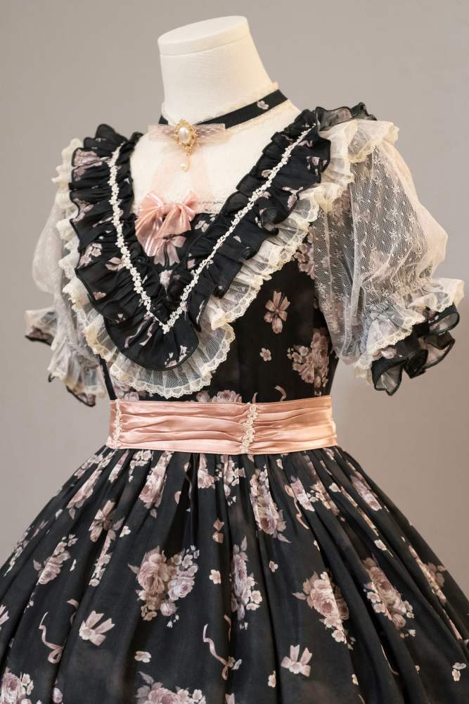 Rose Print Classic Lolita One Piece