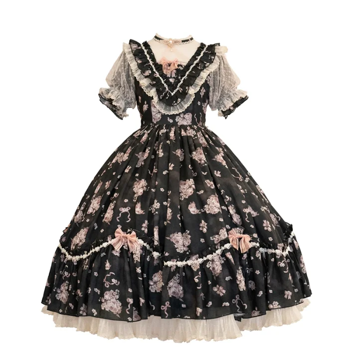 Rose Print Classic Lolita One Piece